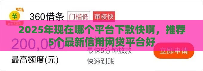 2025年现在哪个平台下款快啊，推荐5个最新信用网贷平台好