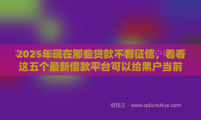 2025年现在那些贷款不看征信，看看这五个最新借款平台可以给黑户当前有逾期的借款一万