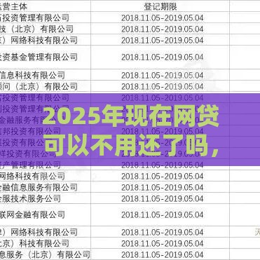 2025年现在网贷可以不用还了吗，试试这五个最新什么贷款平台利息最低