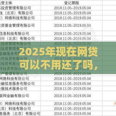 2025年现在网贷可以不用还了吗，试试这五个最新什么贷款平台利息最低