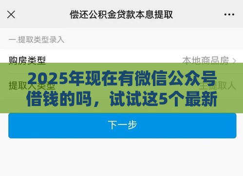 2025年现在有微信公众号借钱的吗，试试这5个最新微信网贷平台好
