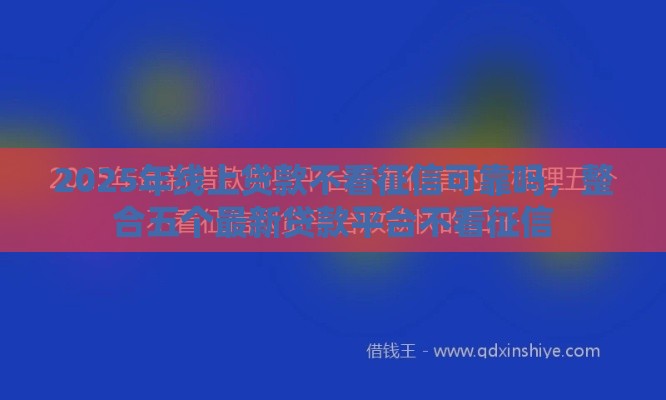 2025年线上贷款不看征信可靠吗，整合五个最新贷款平台不看征信