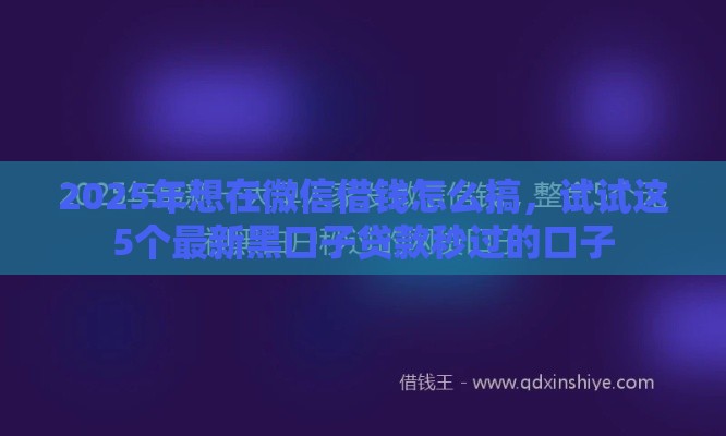 2025年想在微信借钱怎么搞，试试这5个最新黑口子贷款秒过的口子