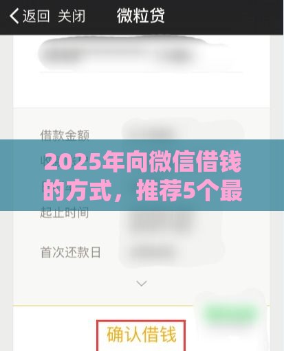 2025年向微信借钱的方式，推荐5个最新和招联金融一样的贷款平台