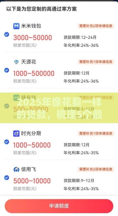 2025年像花薪一样的贷款，梳理5个最新好借钱平台