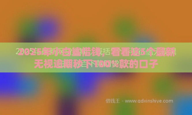 2025年小白鲨借钱，看看这5个最新无视逾期秒下100%款的口子
