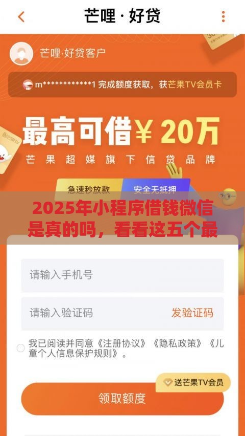 2025年小程序借钱微信是真的吗，看看这五个最新最容易的贷款平台