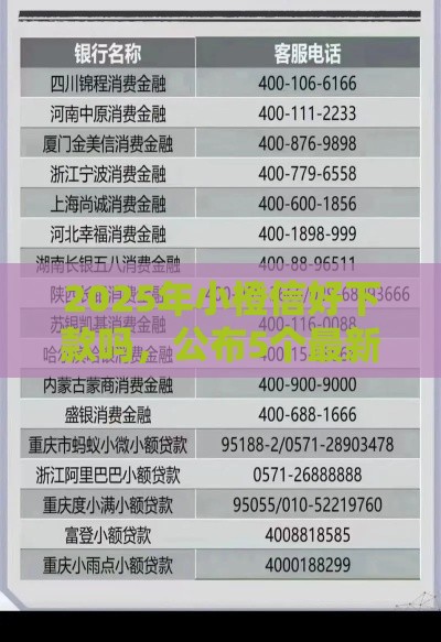 2025年小橙信好下款吗，公布5个最新网贷平台排行榜