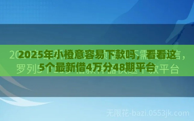 2025年小橙意容易下款吗，看看这5个最新借4万分48期平台