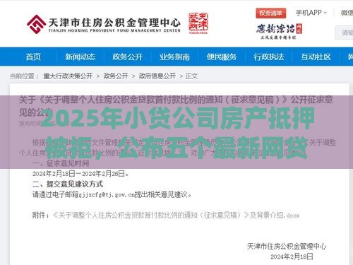 2025年小贷公司房产抵押被拒，公布五个最新网贷平台最好下款