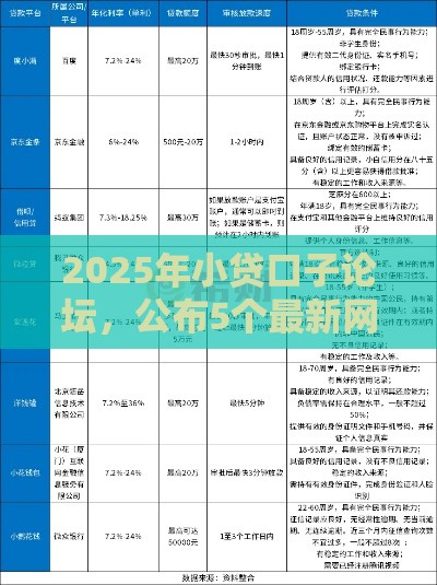 2025年小贷口子论坛，公布5个最新网贷征信查询平台