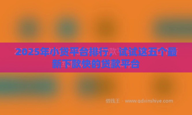2025年小贷平台排行，试试这五个最新下款快的贷款平台