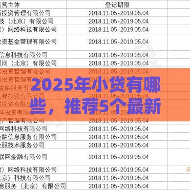 2025年小贷有哪些，推荐5个最新8个良心网贷平台