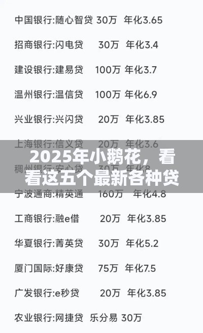 2025年小鹅花，看看这五个最新各种贷款平台