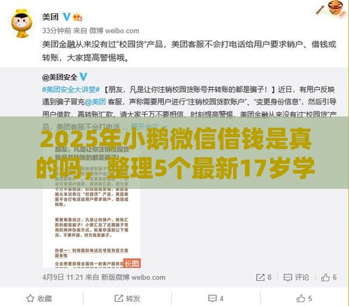 2025年小鹅微信借钱是真的吗，整理5个最新17岁学生贷款平台