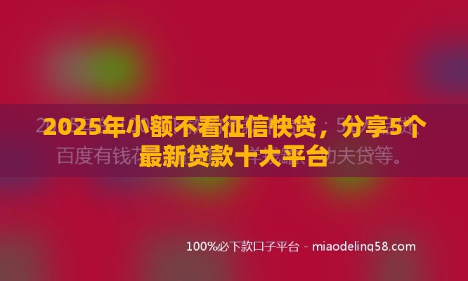 2025年小额不看征信快贷，分享5个最新贷款十大平台