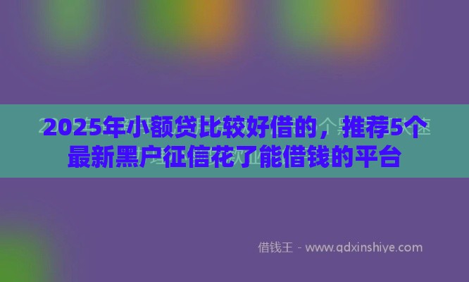 2025年小额贷比较好借的，推荐5个最新黑户征信花了能借钱的平台