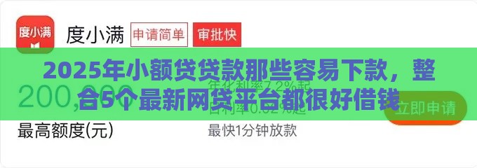 2025年小额贷贷款那些容易下款，整合5个最新网贷平台都很好借钱