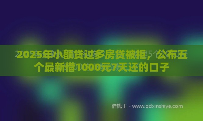 2025年小额贷过多房贷被拒，公布五个最新借1000元7天还的口子