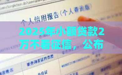 2025年小额贷款2万不看征信，公布五个最新2025年有没有不看征征信的网货平台