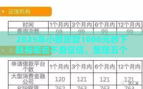 2025年小额贷款1000元秒下款有哪些不查征信，整理五个最新求网贷容易下款的口子