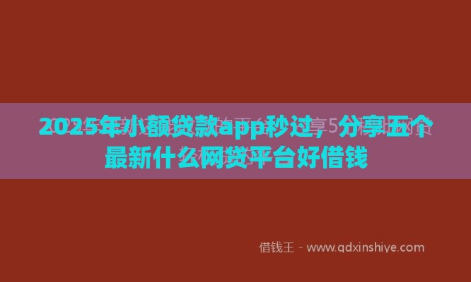 2025年小额贷款app秒过，分享五个最新什么网贷平台好借钱