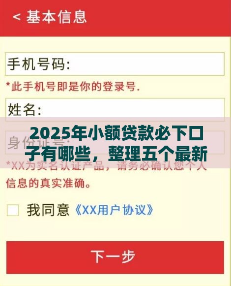 2025年小额贷款必下口子有哪些，整理五个最新不用征信放款平台