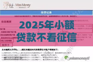 2025年小额贷款不看征信秒过，公布5个最新好下款不看征信的网贷平台