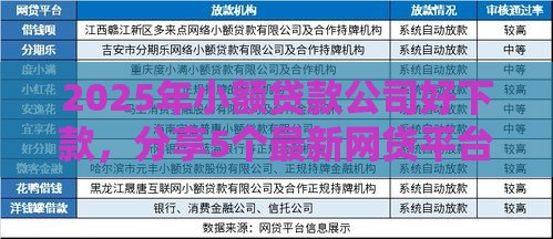 2025年小额贷款公司好下款，分享5个最新网贷平台可以借钱