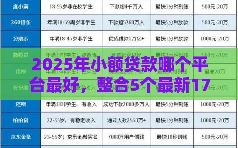 2025年小额贷款哪个平台最好，整合5个最新17周岁贷款平台