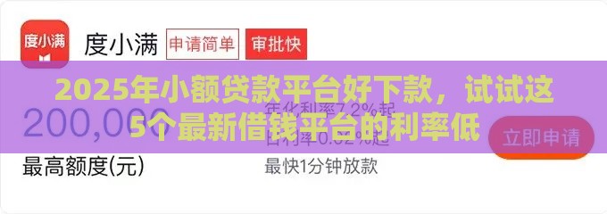 2025年小额贷款平台好下款，试试这5个最新借钱平台的利率低