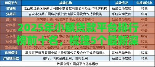 2025年小额贷款平台排行榜前十名，梳理5个最新深夜秒下款的口子