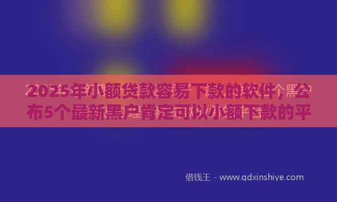 2025年小额贷款容易下款的软件，公布5个最新黑户肯定可以小额下款的平台