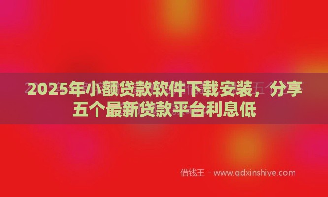 2025年小额贷款软件下载安装，分享五个最新贷款平台利息低