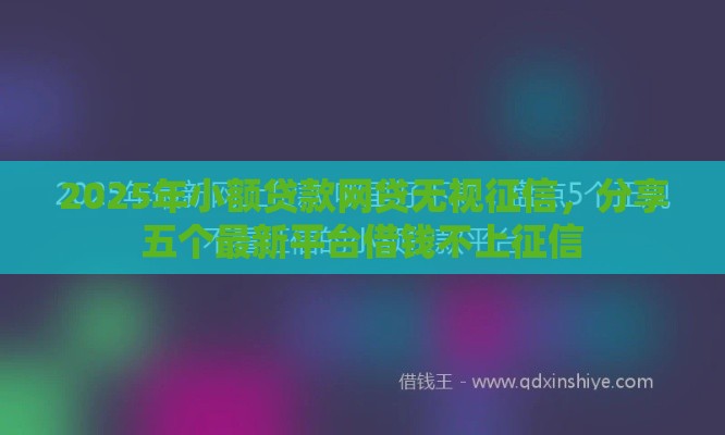 2025年小额贷款网贷无视征信，分享五个最新平台借钱不上征信