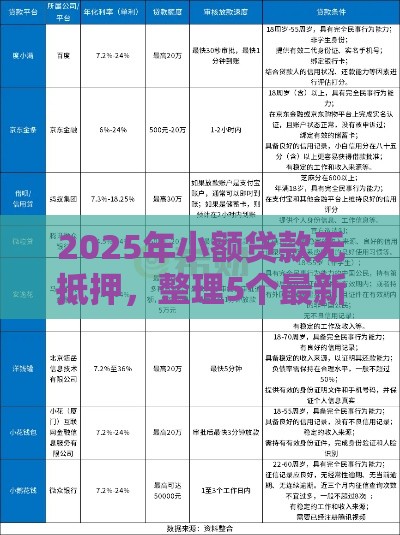 2025年小额贷款无抵押，整理5个最新好贷款平台
