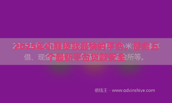 2025年小额贷款最快的平台，整合五个最新平台贷款安全