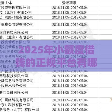 2025年小额度借钱的正规平台有哪些，整合5个最新网贷平台最好下款