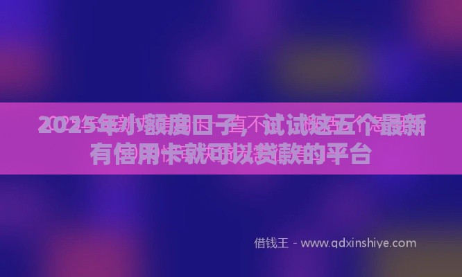 2025年小额度口子，试试这五个最新有信用卡就可以贷款的平台