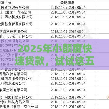 2025年小额度快速贷款,试试这五个最新网贷平台借款好审批 2025年小额度快速贷款,试试这五个最新网贷平台借款好审批