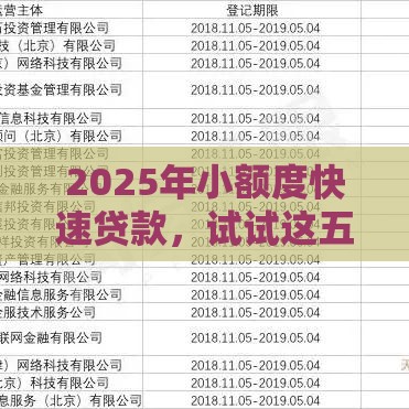 2025年小额度快速贷款,试试这五个最新网贷平台借款好审批 2025年小额度快速贷款,试试这五个最新网贷平台借款好审批