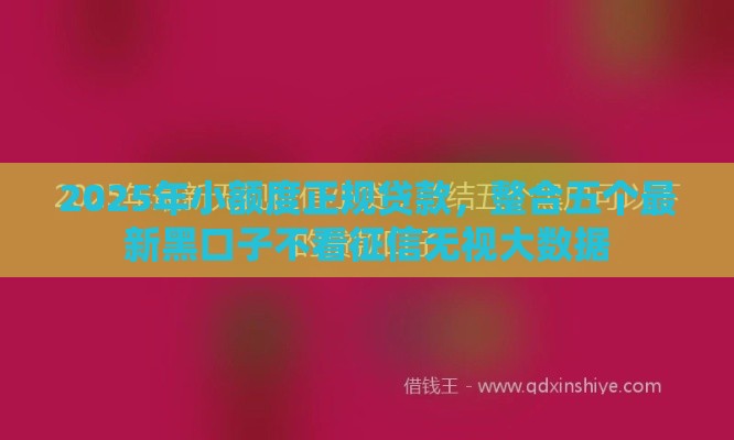 2025年小额度正规贷款，整合五个最新黑口子不看征信无视大数据
