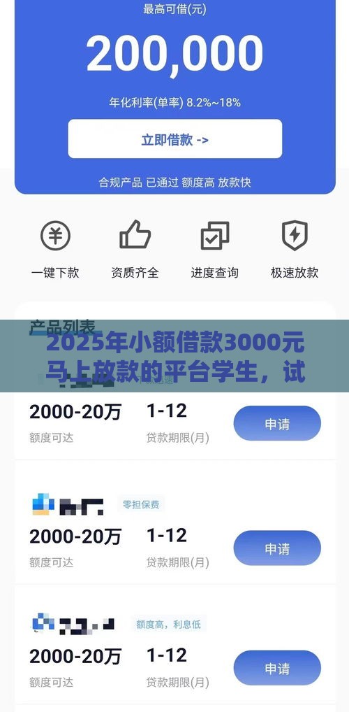 2025年小额借款3000元马上放款的平台学生，试试这5个最新贷款有借款平台