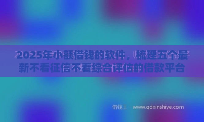 2025年小额借钱的软件，梳理五个最新不看征信不看综合评估的借款平台