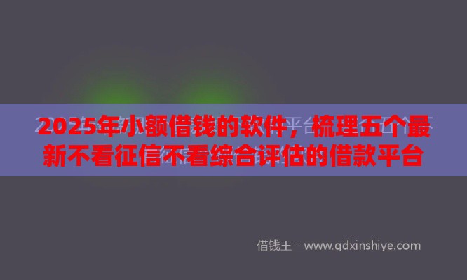 2025年小额借钱的软件，梳理五个最新不看征信不看综合评估的借款平台