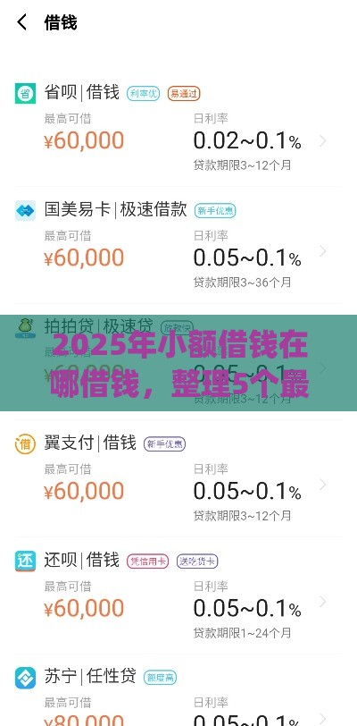 2025年小额借钱在哪借钱，整理5个最新app贷款平台