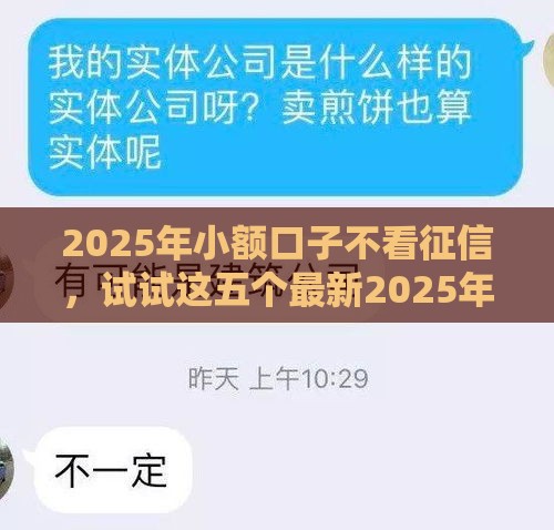 2025年小额口子不看征信，试试这五个最新2025年黑户贷款平台