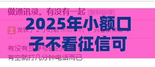 2025年小额口子不看征信可以吗，整合五个最新现在有没有黑户下款的口子