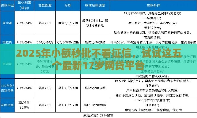 2025年小额秒批不看征信，试试这五个最新17岁网贷平台
