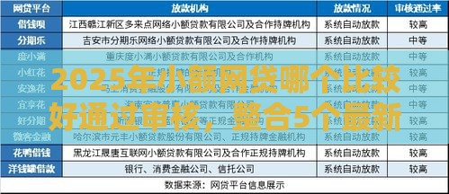 2025年小额网贷哪个比较好通过审核，整合5个最新借钱平台好通过